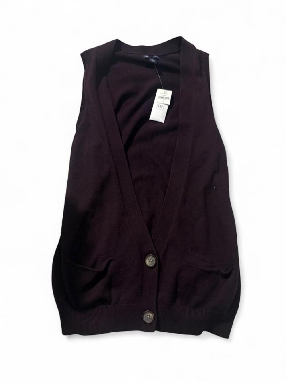 NWT Gap made with cashmere Classic purple Sleeveless Cardigan Sweater Vest S